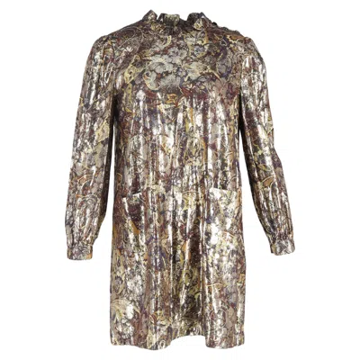 Ba&sh Ba & Sh Chiba Printed Mini Dress In Gold Viscose In Multi