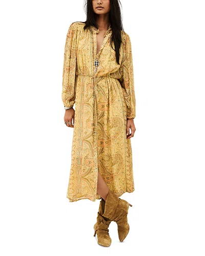 Ba&sh Long Sleeves Detail Collar Dress Ciahara For Women In Yellow