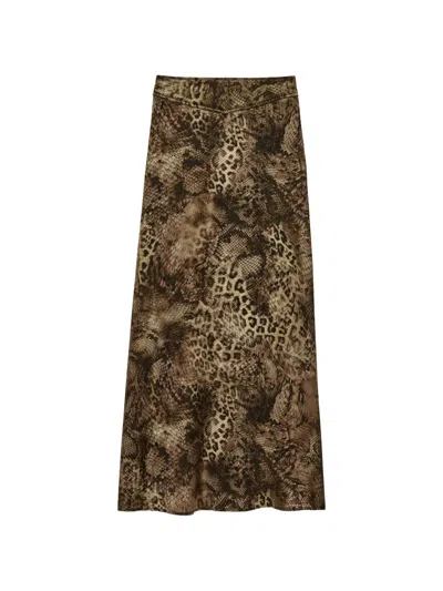 Ba&sh Ciria Animal Print Skirt In Green