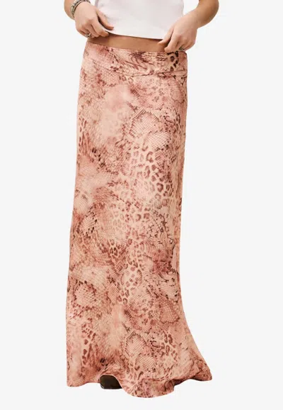 Ba&sh Ciria Python Print Maxi Skirt In Pink