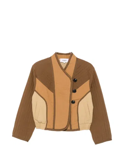 Ba&sh Cisca Quilted Panelled Cotton Jacket In Brown