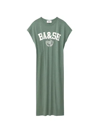 Ba&sh Civia Logo-print Jersey Dress In Green