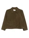 Ba&sh Classic-collar Leather Jacket In Gray