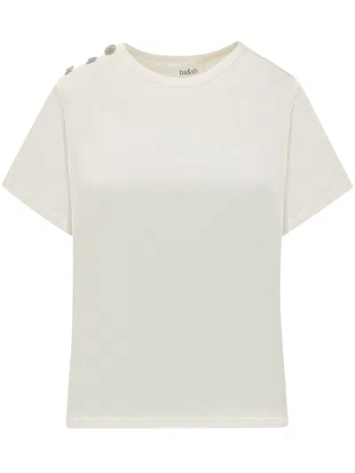 Ba&sh Ba & Sh Classic T-shirt With Unique Shoulder Detail In Ecru