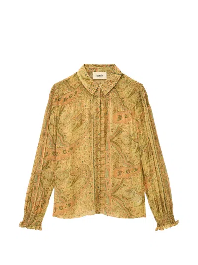 Ba&sh Cleo Paisley-print Smocked Blouse In Yellow