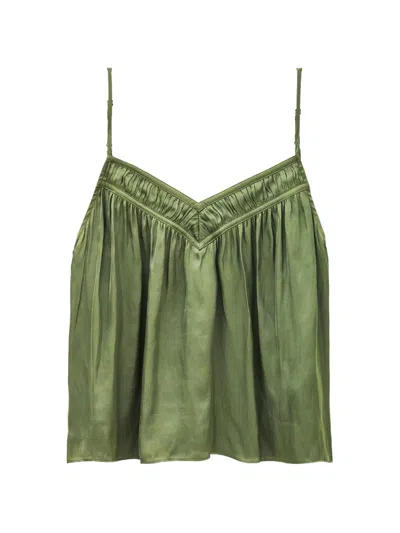 Ba&sh Clovis Ruched V-neck Sleeveless Blouse In Green