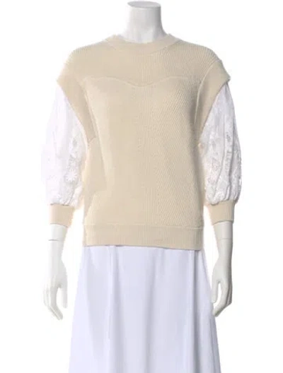 Pre-owned Ba&sh Colorblock Pattern Crew Neck Sweater In Neutral