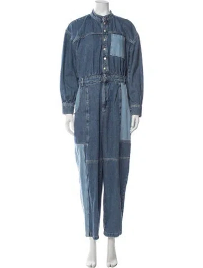 Pre-owned Ba&sh Colorblock Pattern Jumpsuit In Blue