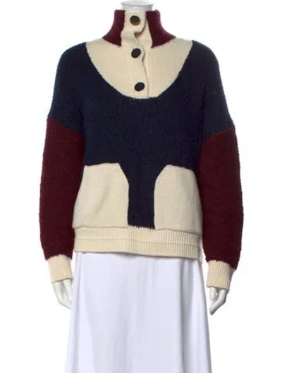 Pre-owned Ba&sh Colorblock Pattern Mock Neck Sweater In Multicolor
