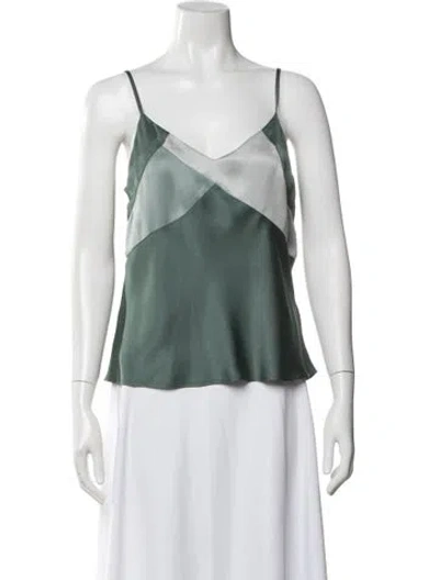 Pre-owned Ba&sh Colorblock Pattern V-neck Top In Green