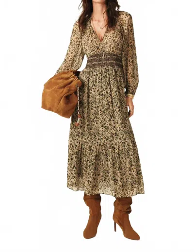 Ba&sh Coraly Midi Dress In Ecru In Green
