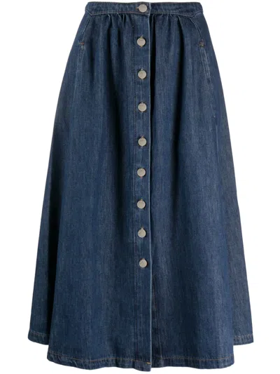 Ba&sh Cowie Denim Skirt In Blue