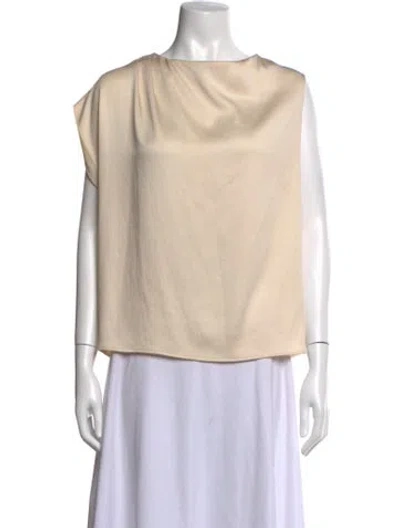 Pre-owned Ba&sh Cowl Neck Short Sleeve Blouse In Gold
