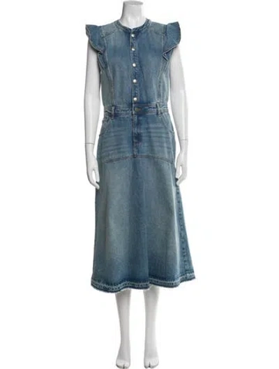 Pre-owned Ba&sh Crew Neck Long Dress In Blue