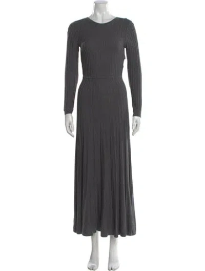 Pre-owned Ba&sh Crew Neck Long Dress In Gray