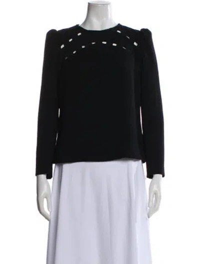 Pre-owned Ba&sh Crew Neck Long Sleeve Blouse In Black