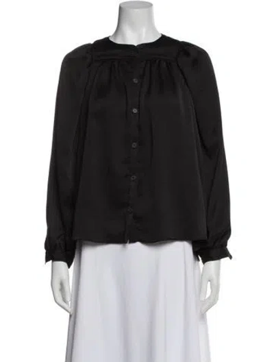 Pre-owned Ba&sh Crew Neck Long Sleeve Blouse In Black