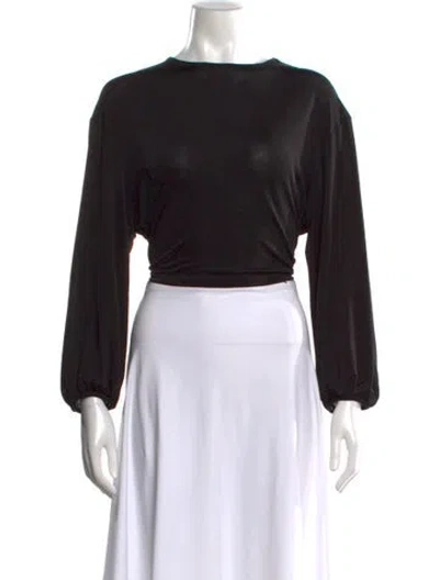 Pre-owned Ba&sh Crew Neck Long Sleeve Blouse In Black