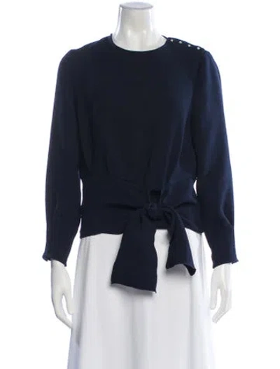 Pre-owned Ba&sh Crew Neck Long Sleeve Blouse In Blue