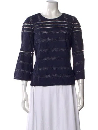 Pre-owned Ba&sh Crew Neck Long Sleeve Blouse In Blue