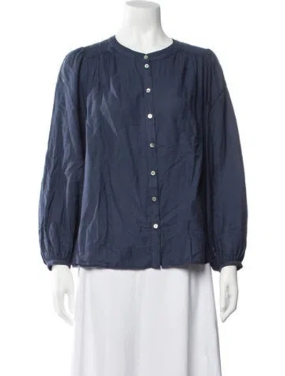 Pre-owned Ba&sh Crew Neck Long Sleeve Blouse In Blue