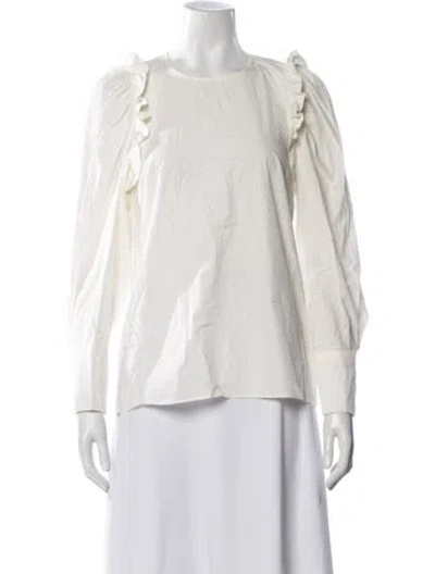 Pre-owned Ba&sh Crew Neck Long Sleeve Blouse In White