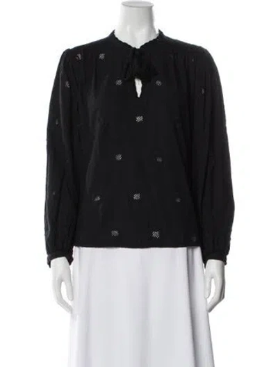 Pre-owned Ba&sh Crew Neck Long Sleeve Button-up Top In Multi