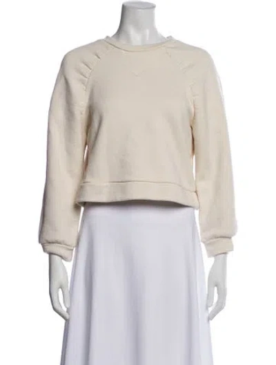 Pre-owned Ba&sh Crew Neck Long Sleeve Sweatshirt In White