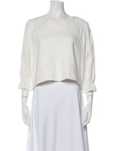 Pre-owned Ba&sh Crew Neck Long Sleeve Top In White