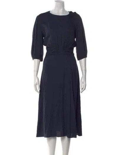 Pre-owned Ba&sh Crew Neck Midi Length Dress In Blue