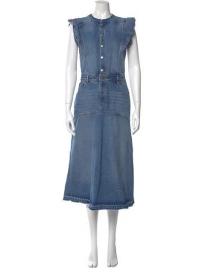 Pre-owned Ba&sh Crew Neck Midi Length Dress In Blue