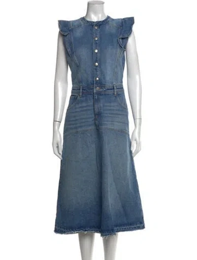 Pre-owned Ba&sh Crew Neck Midi Length Dress In Blue