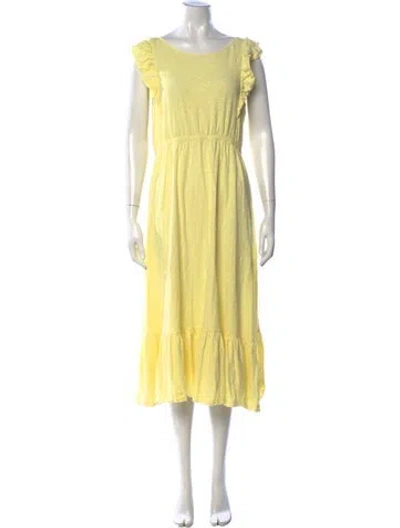 Pre-owned Ba&sh Crew Neck Midi Length Dress In Yellow