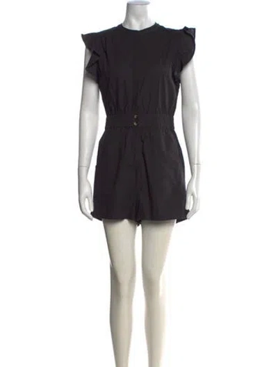 Pre-owned Ba&sh Crew Neck Romper In Black
