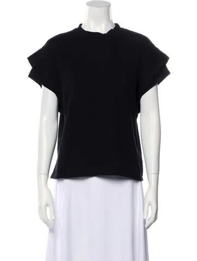 Pre-owned Ba&sh Crew Neck Short Sleeve Blouse In Black
