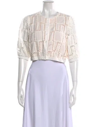 Pre-owned Ba&sh Crew Neck Short Sleeve Blouse In White