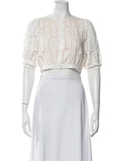 Pre-owned Ba&sh Crew Neck Short Sleeve Blouse In White