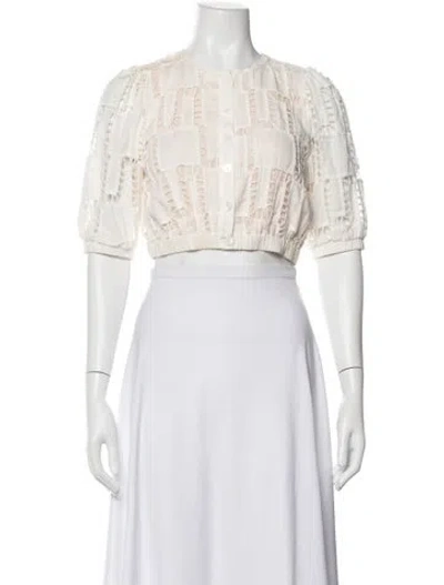 Pre-owned Ba&sh Crew Neck Short Sleeve Blouse In White