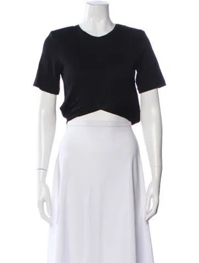 Pre-owned Ba&sh Crew Neck Short Sleeve Crop Top In Black