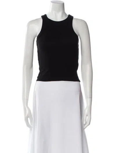 Pre-owned Ba&sh Crew Neck Sleeveless Crop Top In Black