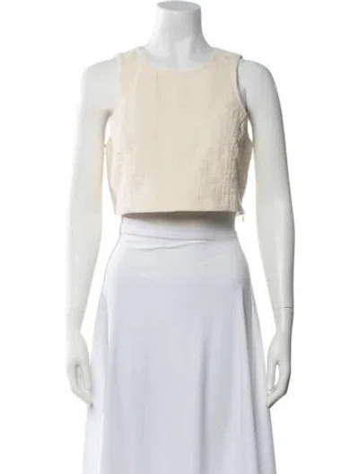 Pre-owned Ba&sh Crew Neck Sleeveless Crop Top In Neutrals