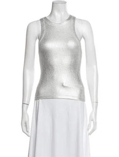 Pre-owned Ba&sh Crew Neck Sleeveless Top In Metallic/silver