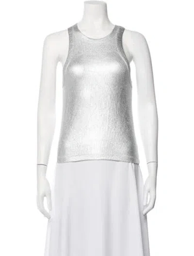 Pre-owned Ba&sh Crew Neck Sleeveless Top In Metallic/silver