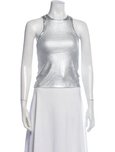 Pre-owned Ba&sh Crew Neck Sleeveless Top In Silver