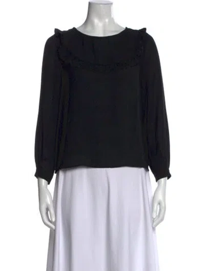 Pre-owned Ba&sh Crew Neck Three-quarter Sleeve Blouse In Black