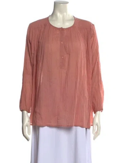 Pre-owned Ba&sh Crew Neck Three-quarter Sleeve Blouse In Pink
