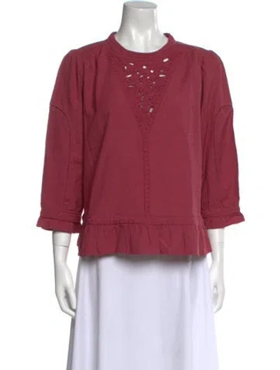 Pre-owned Ba&sh Crew Neck Three-quarter Sleeve Blouse W/ Tags In Pink