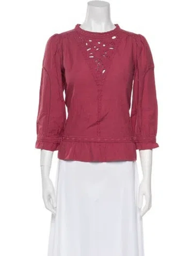 Pre-owned Ba&sh Crew Neck Three-quarter Sleeve Blouse W/ Tags In Pink