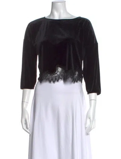 Pre-owned Ba&sh Crew Neck Three-quarter Sleeve Top In Black