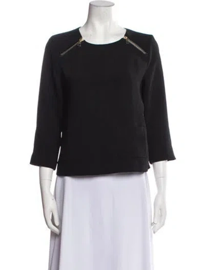 Pre-owned Ba&sh Crew Neck Three-quarter Sleeve Top In Blue